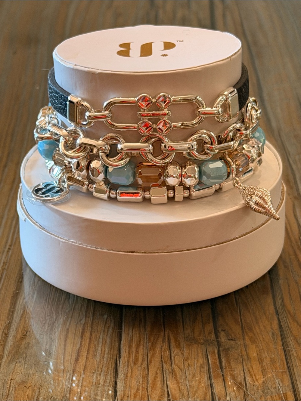Bomb Party Bracelets! New! Personally Curated Stack on Silver with Blue and CZ